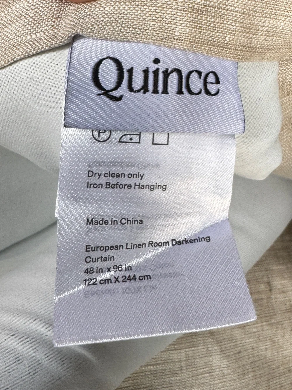 Quince European Linen Room Darkening Curtain Panel Set in Flax 48” x 96”